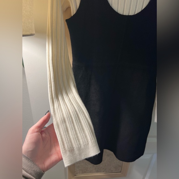 SANDRO Two-Tone Knit Pinafore Dress - Picture 11 of 15